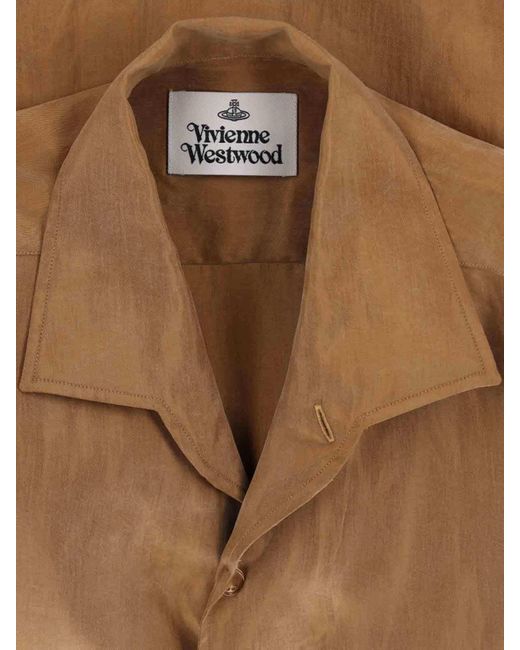 Vivienne Westwood Brown Orb Embroidered Shirt for men