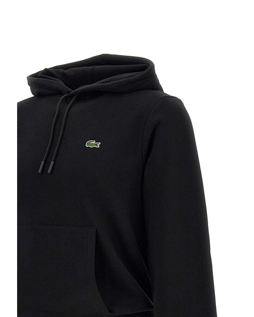 Lacoste Blue Logo Embroidered Drawstring Hoodie for men