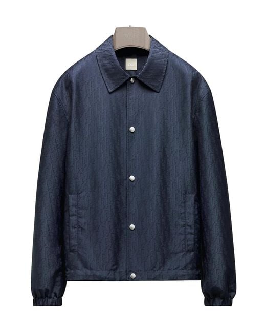 Dior Blue Monogram Button-Up Jacket for men