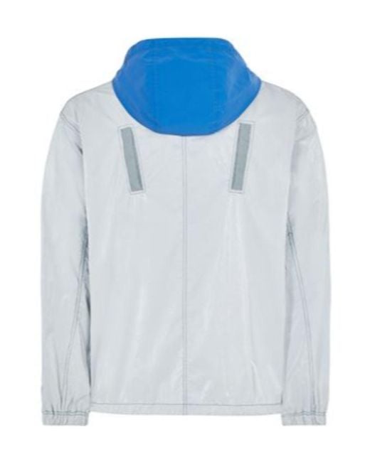 Stone Island Blue Marina Logo-Print Hooded Jacket for men