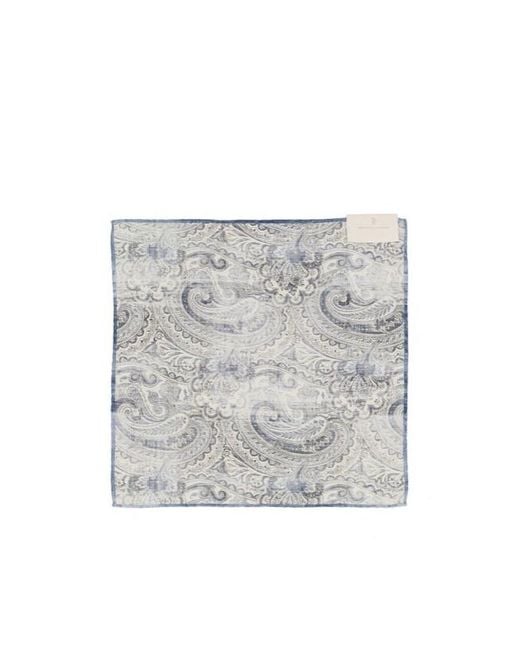 Brunello Cucinelli Gray Double Face Pocket Square for men
