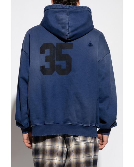 M I S B H V Blue Logo-Embroidered Hoodie for men