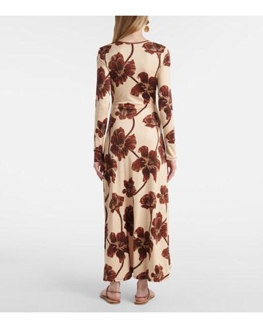 Johanna Ortiz Multicolor Floral Jersey Midi Dress