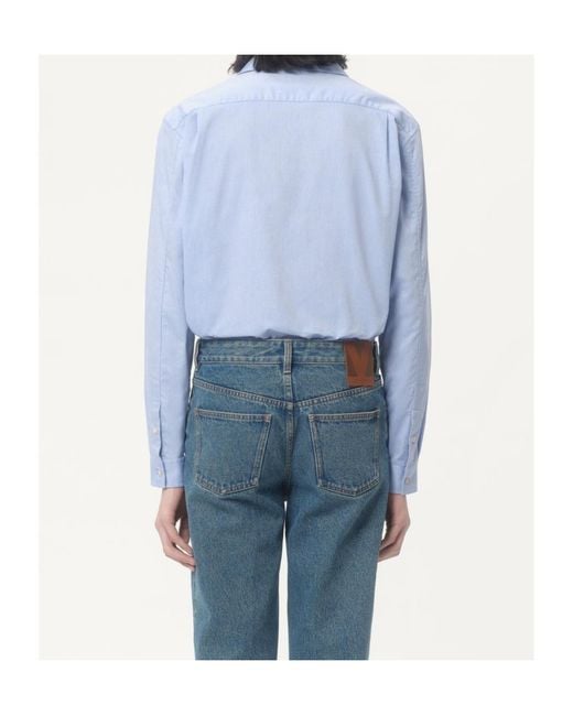 Valentino Blue Floral Embroidered Button-Up Shirt for men
