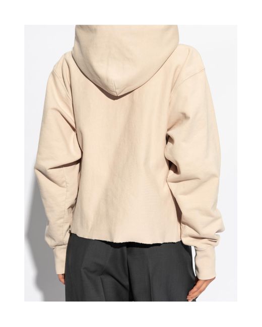 Maison Margiela Natural Logo Embroidered Long-Sleeved Hoodie
