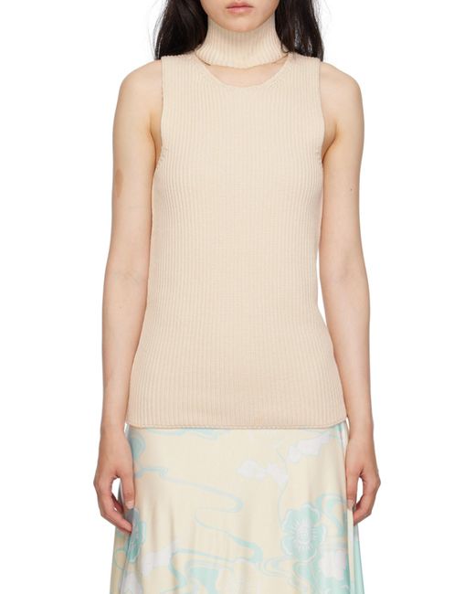 Jil Sander Natural Cut-Out Detailed High-Neck Knitted Vest