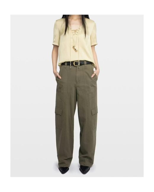 Zadig & Voltaire Natural Terzo Lace-Up Short-Sleeved Top