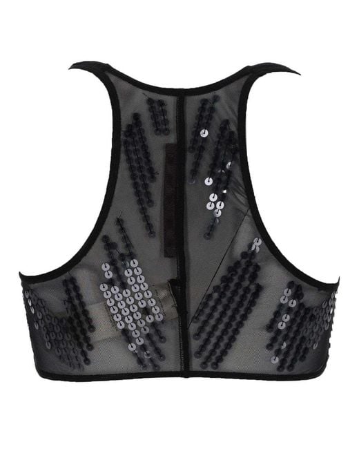 Rick Owens Black Sequin Embellished Top