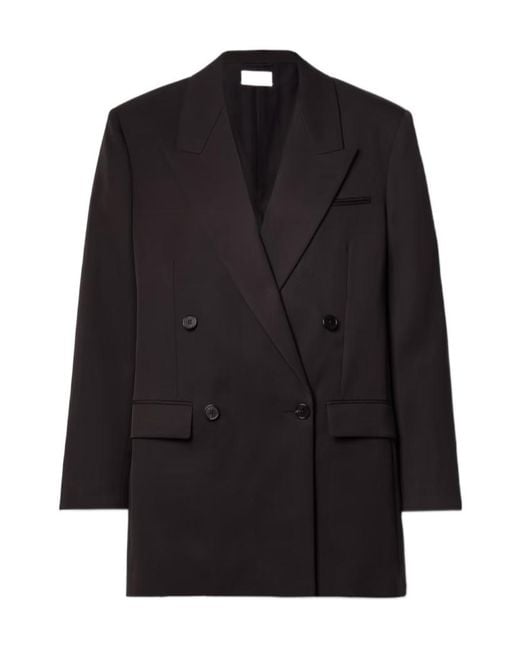 The Row Black Myriam Double-Breasted Wool Suit Jacket