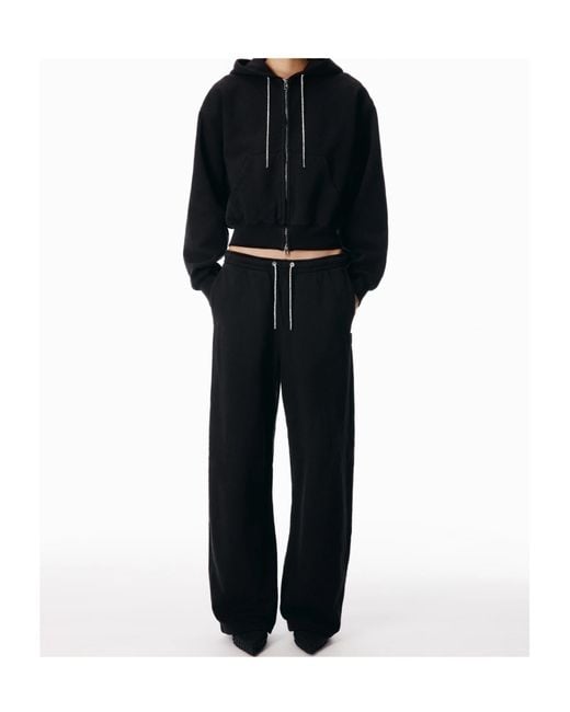 Alexander Wang Blue Cotton Terry Sweatpant With Crystal Hotfix Drawcord