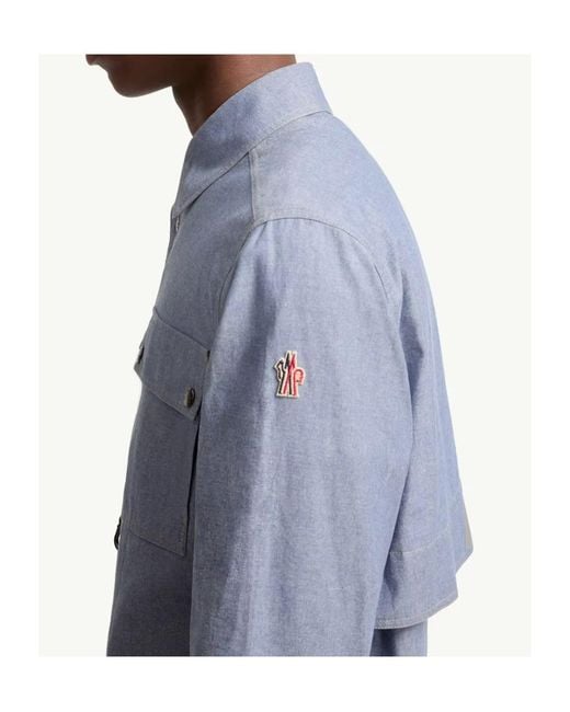 Moncler Blue Chambray Long Sleeve Shirt for men