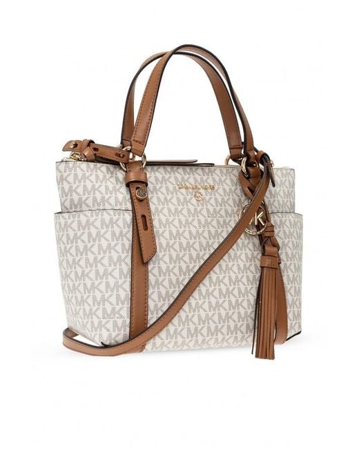 MICHAEL Michael Kors Brown Sullivan Logo Plaque Small Tote Bag