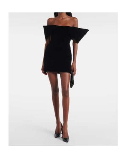 David Koma Black Off-Shoulder Velvet Minidress