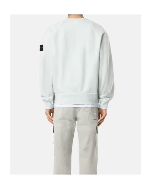 Stone Island White Logo Patch Crewneck Sweatshirt for men