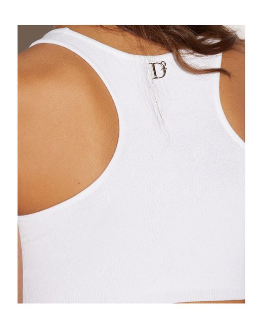 DSquared² Brown Cut-Out Crewneck Sleeveless Cropped Top
