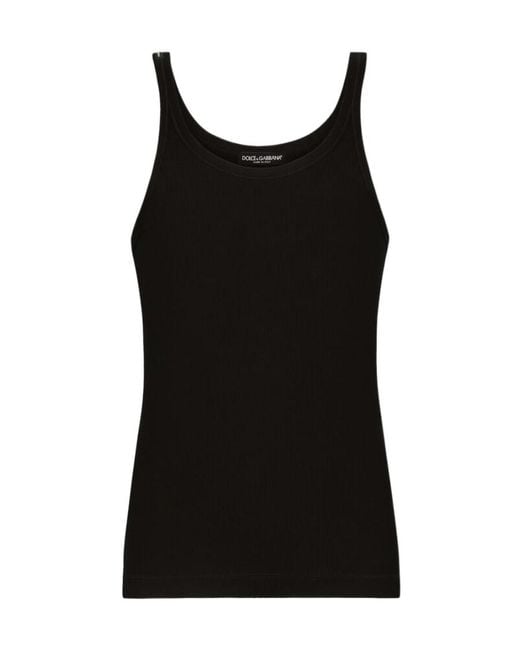 Dolce & Gabbana Black Ribbed-Knit Tank Top for men