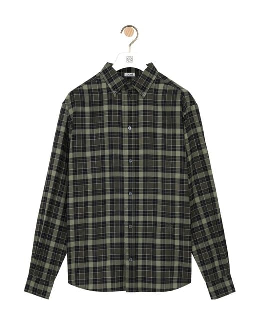 Loewe Gray Checked Long-Sleeved Shirt for men