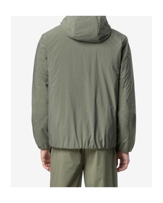 K-Way Green Plain Zip-Up Hooded Jacket for men