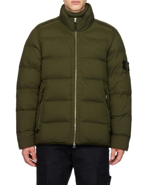 Stone Island Green Compass-Patch Padded Down Jacket for men