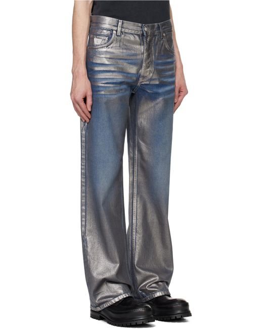 M I S B H V Blue Dirt Straight-Leg Loose-Fit Jeans for men