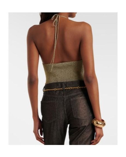 Roberto Cavalli Multicolor Embellished Backless Metallic Bodysuit
