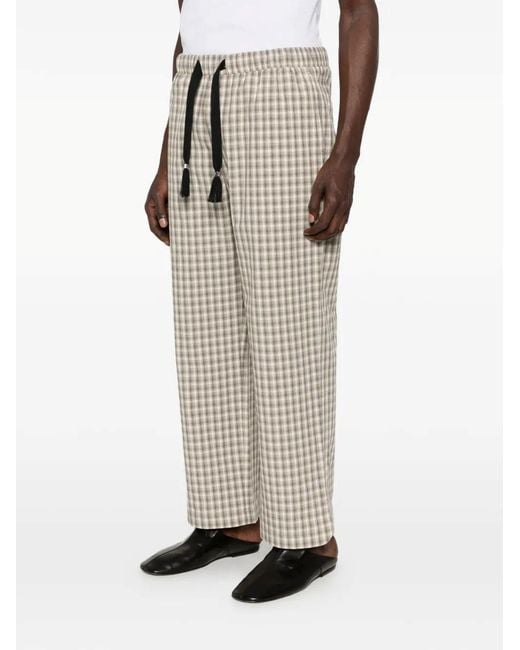 Nanushka White Check-Pattern Tassel-Detail Trousers for men