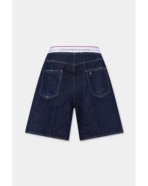 DSquared² Blue Dark Surfer Shorts for men