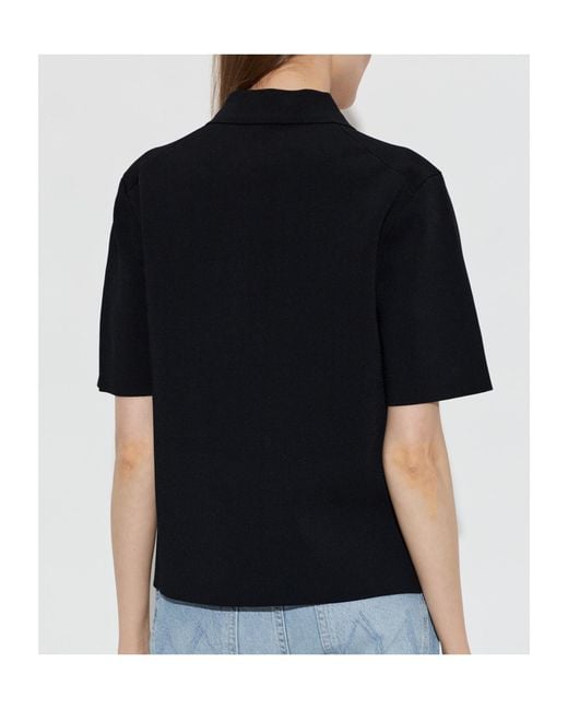 Cult Gaia Black Collared Short-Sleeved Polo Shirt