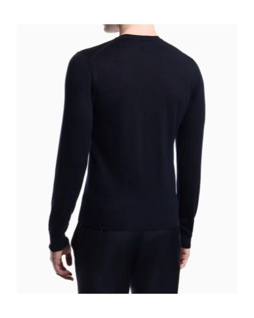 Emporio Armani Blue Crew-Neck Sweater for men