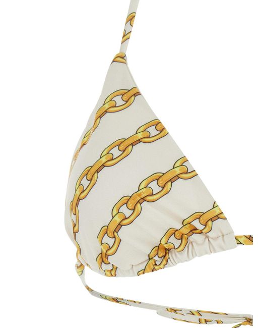Versace Metallic Chain Print Triangle Bikini Top