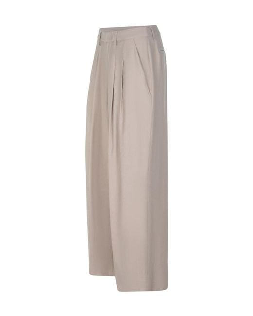 Dondup Gray Pleated Wide-Leg Pants