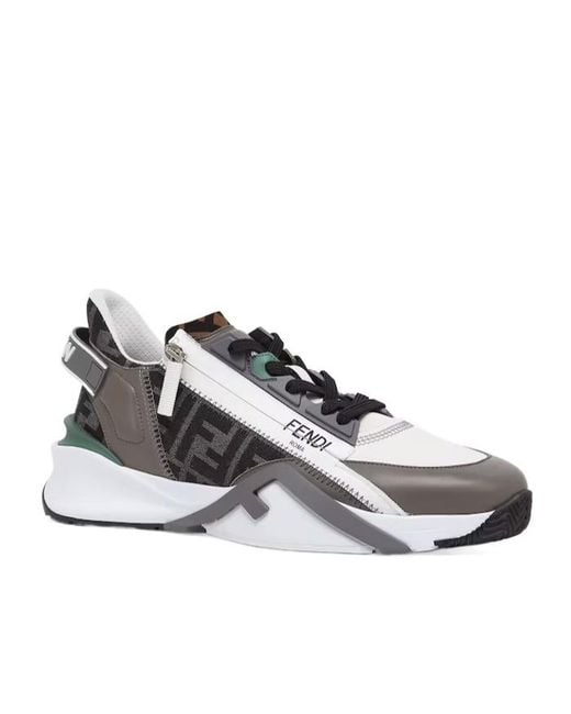Fendi Gray Flow Ff Jacquard Sneakers for men