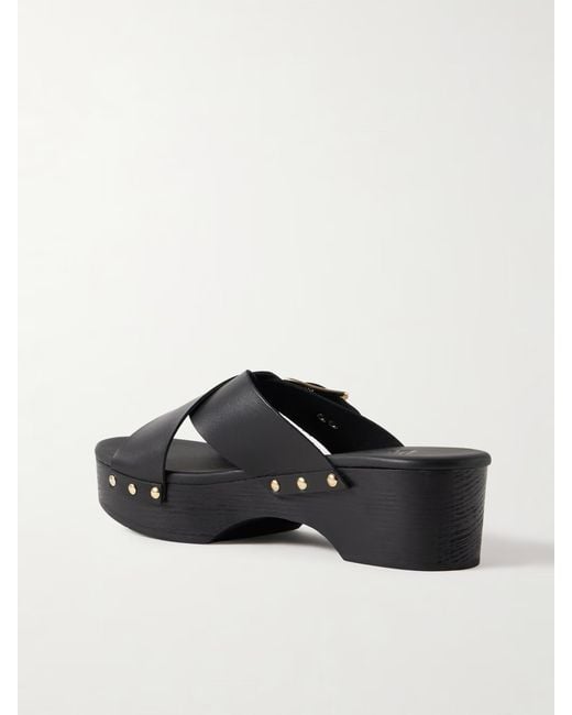 Ancient Greek Sandals Black Round-Toe Platform Sandals