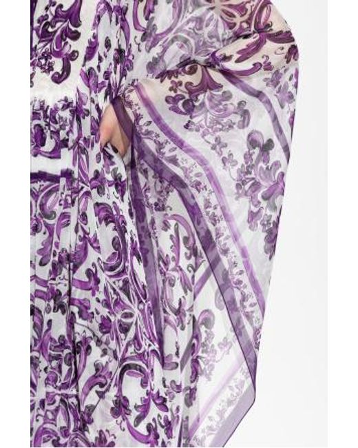 Dolce & Gabbana Purple Majolica Printed Midi Dress