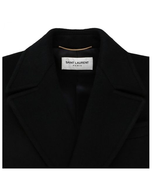 Saint Laurent Black Shoulder-Pad Double-Breasted Coat