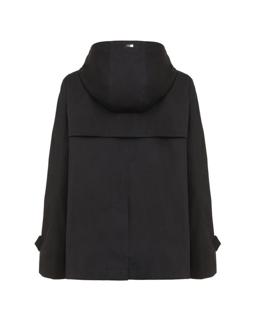 Herno Black Double Breasted Hooded Jacket