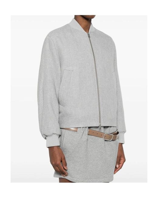 Closed Gray Zip-Up Bomber Jacket
