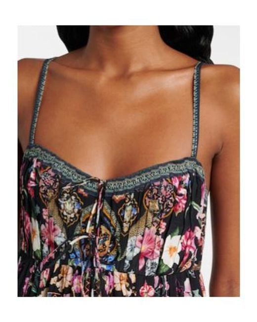 Camilla Black Crystal-Embellished Silk Minidress