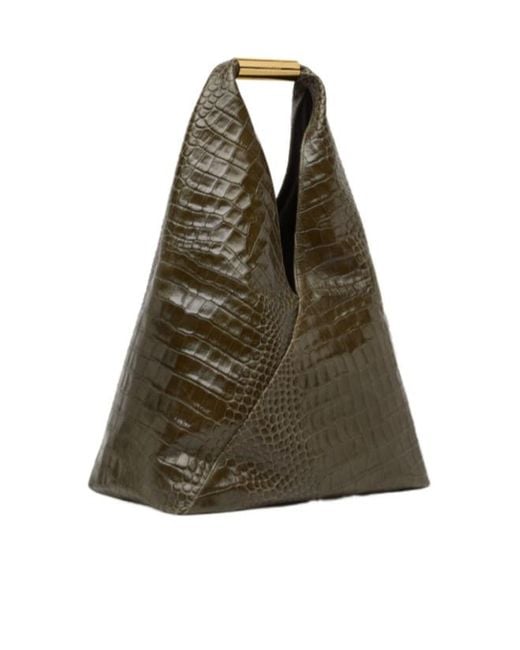 MM6 by Maison Margiela Green Japanese Embossed Medium Shoulder Bag