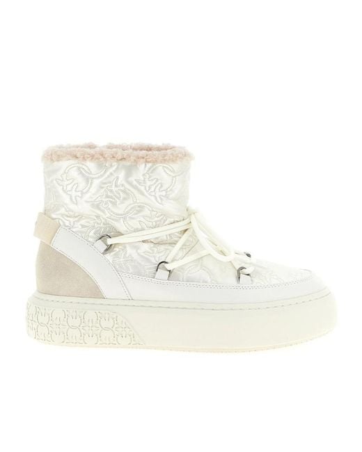 Pinko Natural Round Toe Quilted Ankle Boots