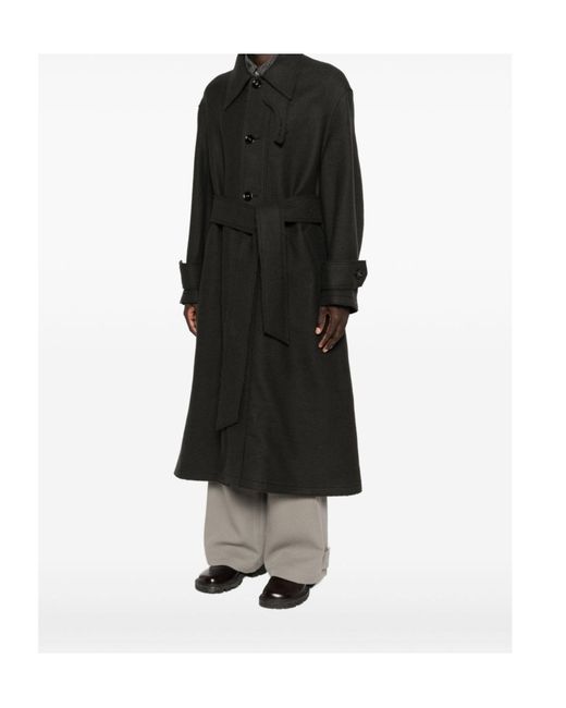 AMI Black Wool Coat for men