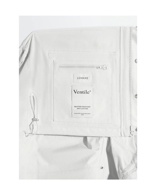 Lemaire White Drawstring Hooded Rain Jacket for men