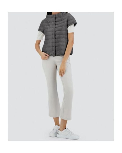 Herno Gray Quilted Short-Sleeved Down Jacket