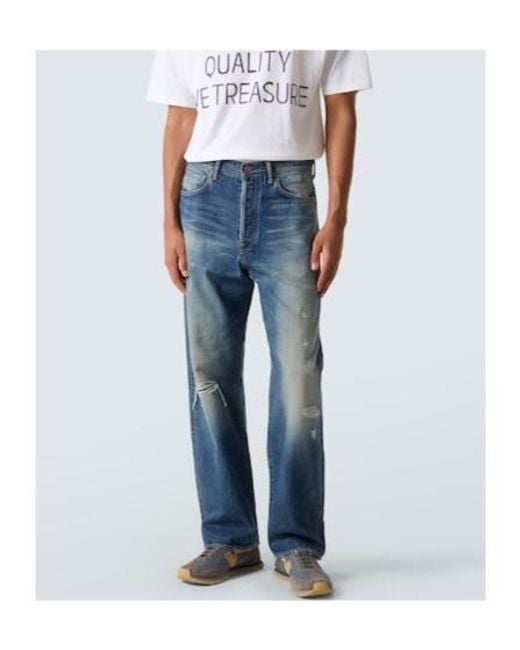 Visvim Blue Social Sculpture 01 Distressed Straight Jeans for men