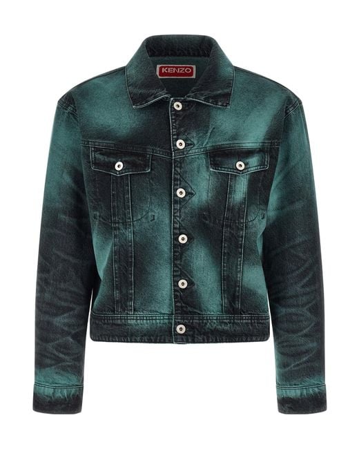 KENZO Green Boke Heart Puffer Jackets for men