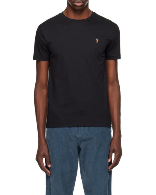 Polo Ralph Lauren Black Logo Embroidered Crewneck T-Shirt for men