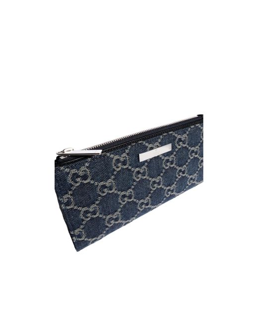 Gucci Blue Long Wallet With Plaque