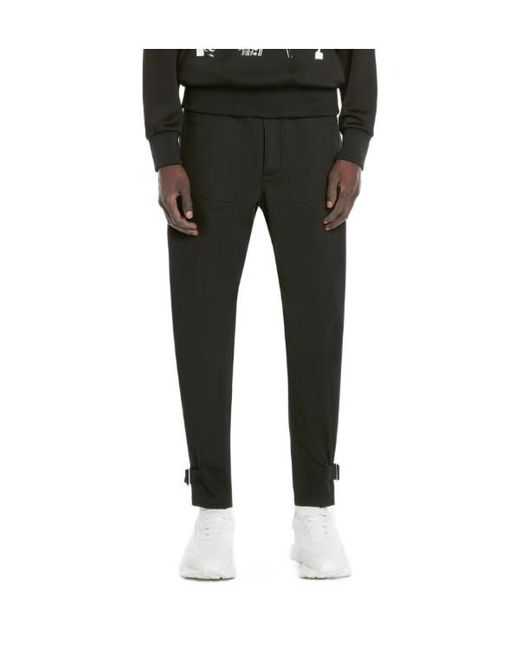 McQueen Black Buckled Cargo Pants for men