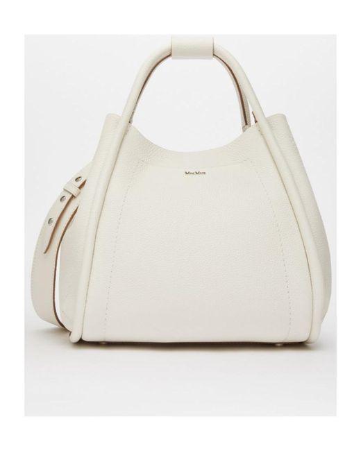 Max Mara White Logo Plaque Top Handle Bag