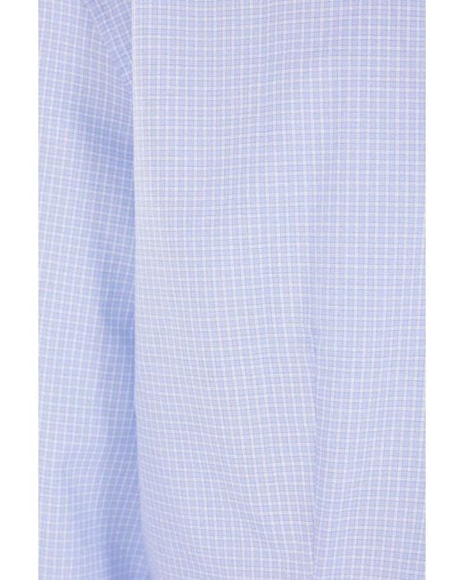 Brunello Cucinelli Blue Striped Curved Hem Shirt for men